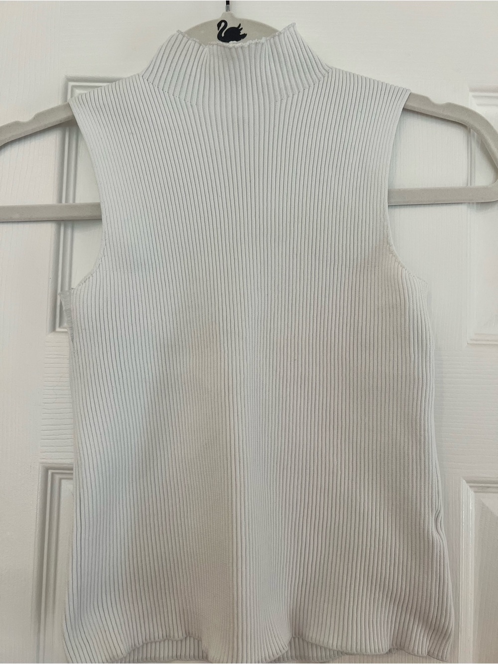 Sleeveless Ribbed Mock Neck Top - White